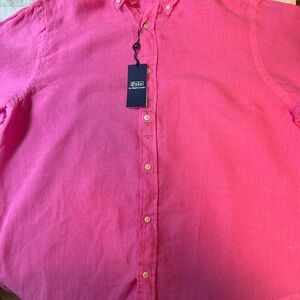 Polo by Ralph Lauren Men's Bright Pink Button Down Shirt